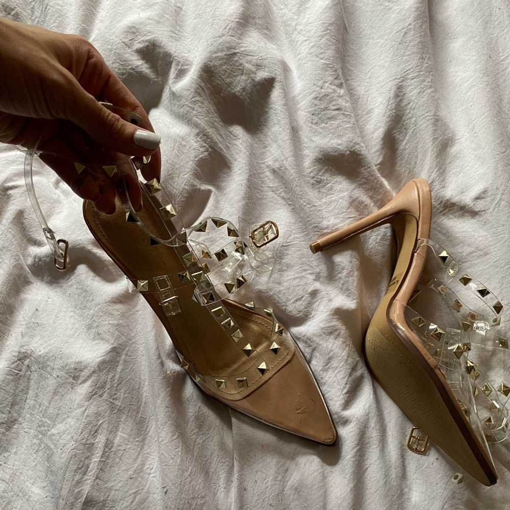 Gold stud heels